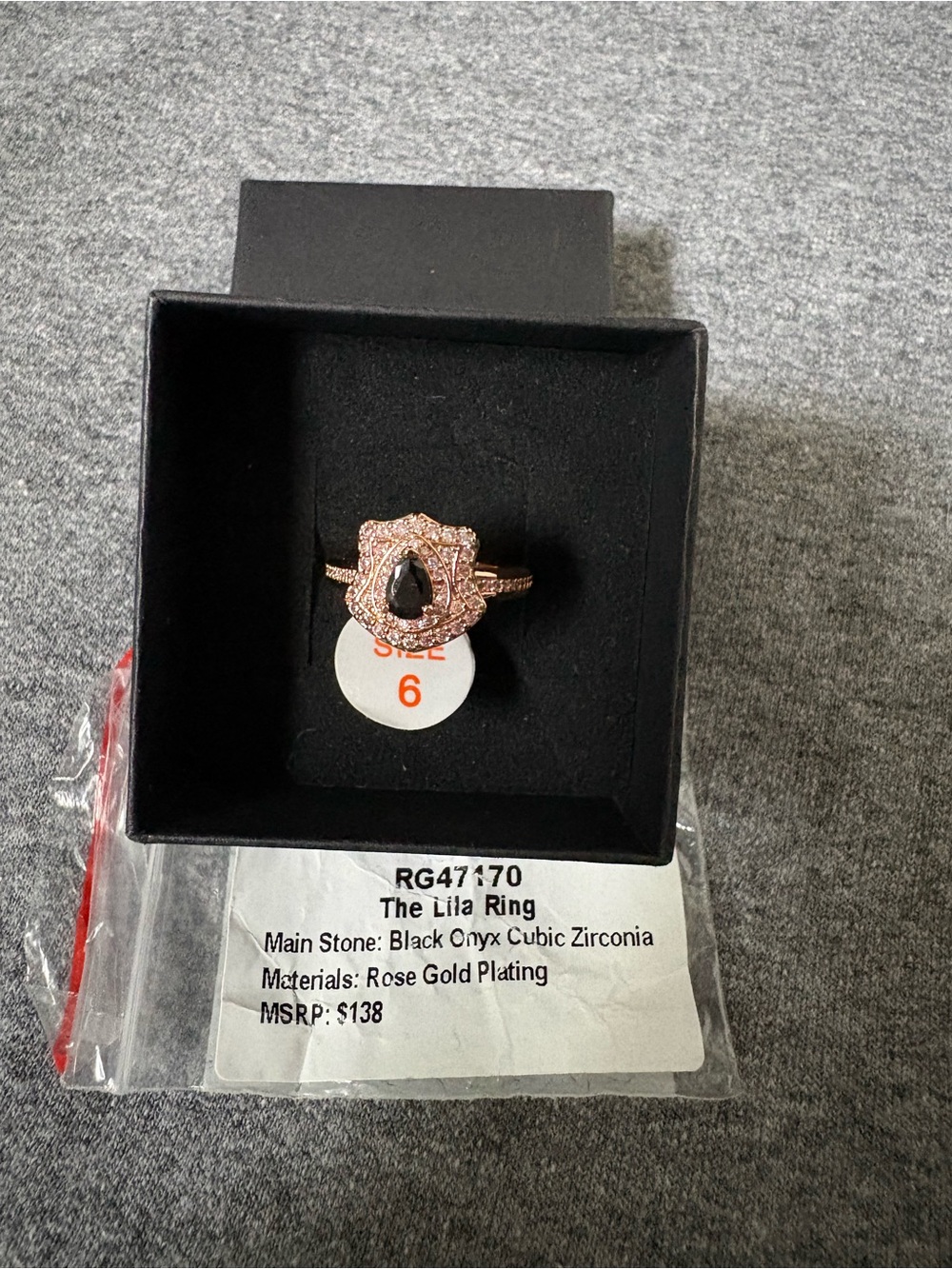 The Lila Ring Black Onyx Accent (Size 6)